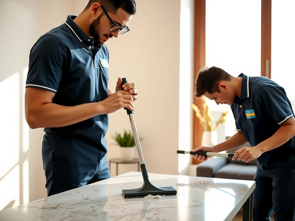 Equipo de Sparkora realizando una limpieza profesional en un apartamento moderno en Bogotá